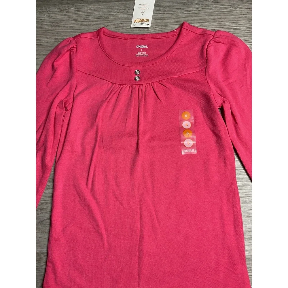 Gymboree Girls Size 6‎ Dark Pink Long Sleeve Top Button NWT